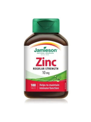Jamieson Cink 10 mg regularne jačine – 100 tableta Jamieson Cink 10 mg regularne jačine (glukonat) – kutija sa 100 tableta