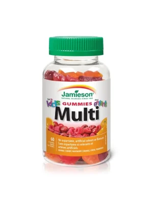 Jamieson Kids Multi Gummies – dječje multivitaminske gumene bombone, 60 komada Jamieson Kids Multi Gummies – multivitamin za djecu u gumenim bombonama, ukus pomorandže, višnje i maline, 60 komada