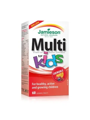 Jamieson Kids Multi sa gvožđem – dječji multivitamin u tabletama za žvakanje u obliku životinja, 60 komada