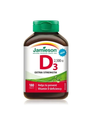 Jamieson Vitamin D3 2.500 IU ekstra jačine – 180 tableta Jamieson Vitamin D3 2.500 IU ekstra jačine – kutija sa 180 tableta