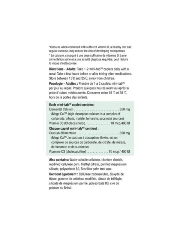 MEGA CAL Kalcijum 650mg sa Vitaminom D3 400IU