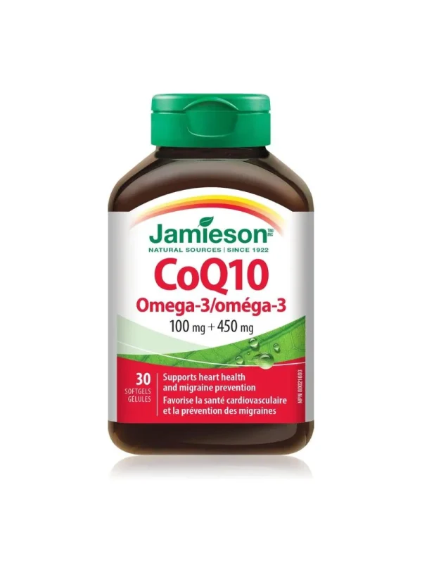 Koenzim Q10 i omega 3 Jamieson – bočica sa francuskom stranom etikete