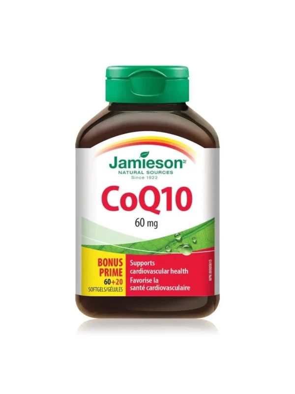Koenzim Q10 60 mg Jamieson – kutija Koenzim Q10 60 mg – Jamieson CoQ10 60 mg, 80 mekih kapsula