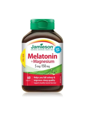Jamieson Melatonin 5 mg sa magnezijumom – 60 tableta Jamieson Melatonin 5 mg sa magnezijumom – kutija sa 60 tableta za san i opuštanje
