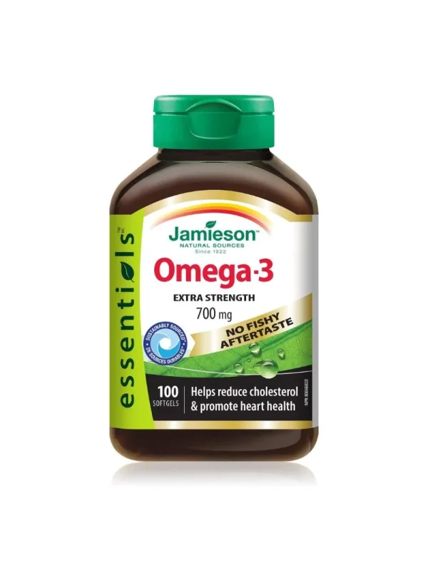 Omega 3 kapsule bez ukusa ribe – Jamieson Omega-3 ekstra jačine 700 mg, 100 mekih kapsula