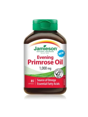 Jamieson Ulje noćurka 1.000 mg – 85 mekih kapsula Jamieson Ulje noćurka (Evening Primrose Oil) 1.000 mg sa 100 mg GLA – kutija sa 85 mekih kapsula za kožu i hormonsku ravnotežu