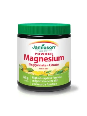 Jamieson Magnezijum 300 mg u prašku – limun i limeta, 228 g Jamieson Magnezijum 300 mg u prašku, bisglicinat i citrat, ukus limuna i limete – pakovanje 228 g