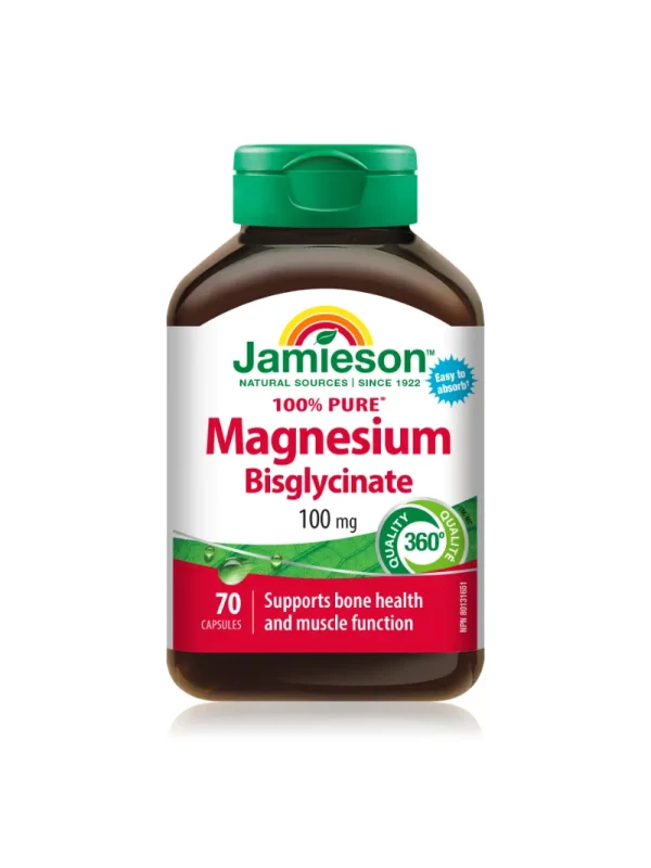 Magnezijum bisglicinat Jamieson 100% čist 100 mg – dodatak ishrani za energiju i opuštanje mišića