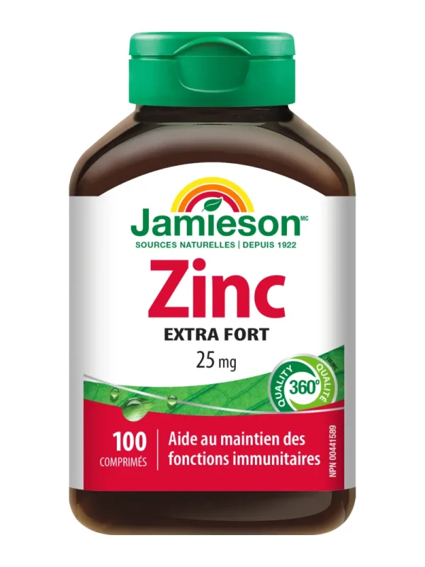 Cink tablete – francuska strana bočice Cink tablete Jamieson 25 mg – bočica sa francuskom stranom etikete