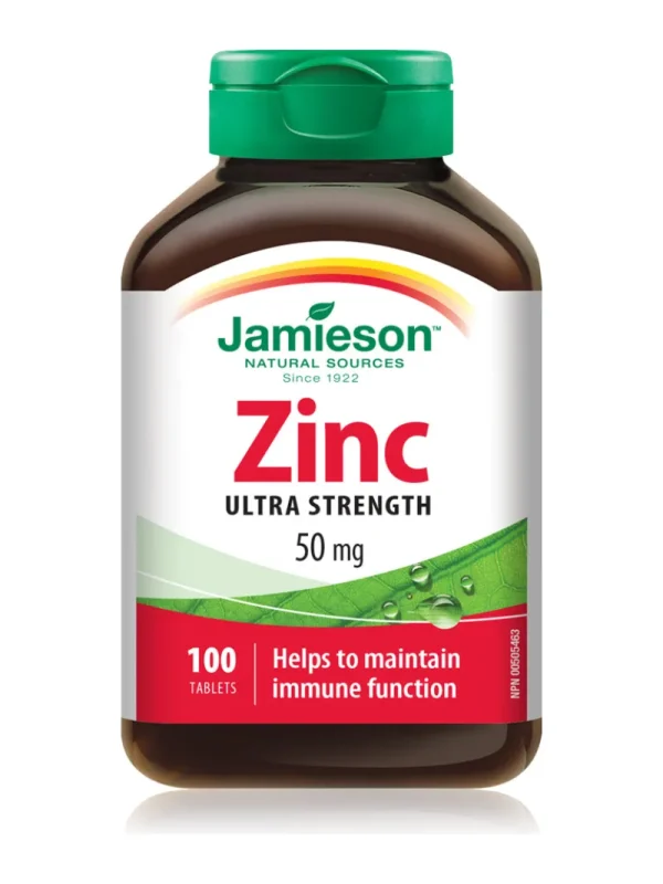 Cink tablete Jamieson 50 mg – bočica sa engleskom stranom etikete