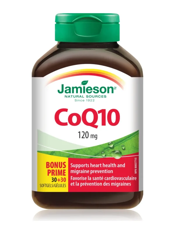 Koenzim Q10 120 mg Jamieson – bočica sa dvojezičnom etiketom