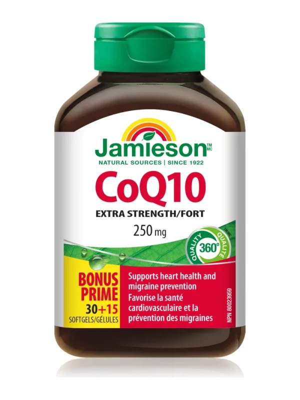 Koenzim Q10 250 mg Jamieson – bočica sa dvojezičnom etiketom