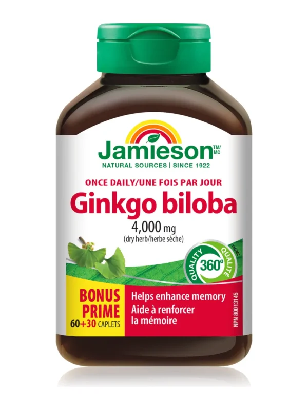 Ginko biloba tablete Jamieson – bočica sa dvojezičnom etiketom