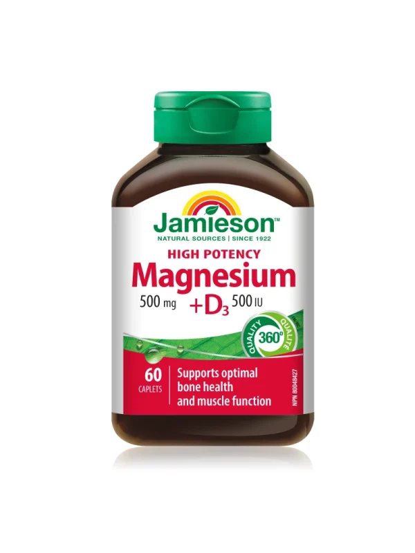 Jamieson Magnezijum 500 mg + Vitamin D3 - bocica Jamieson Magnezijum 500 mg sa vitaminom D3 500 IU – bočica sa 60 kapleta