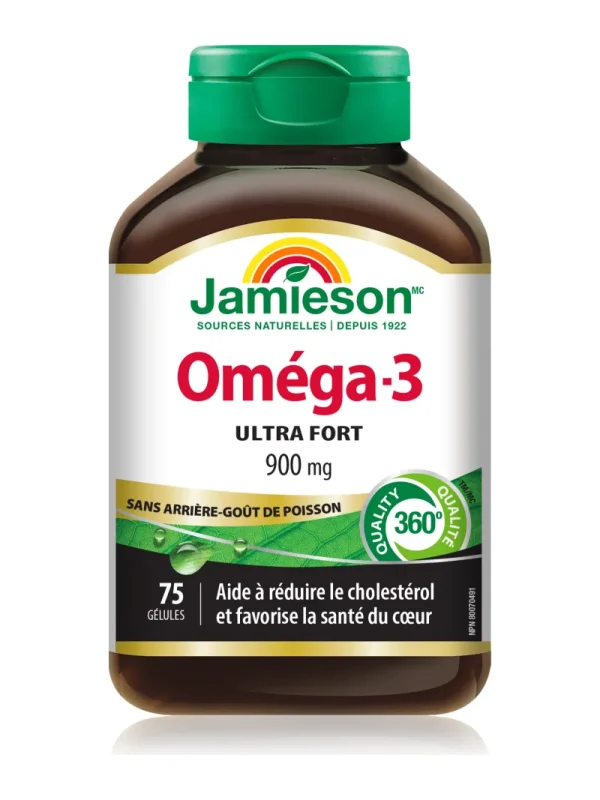 Omega 3 bez ukusa ribe – francuska strana bočice Omega 3 bez ukusa ribe Jamieson – bočica sa francuskom stranom etikete