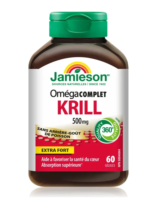 Krill ulje – francuska strana bočice Krill ulje Jamieson – bočica sa francuskom stranom etikete