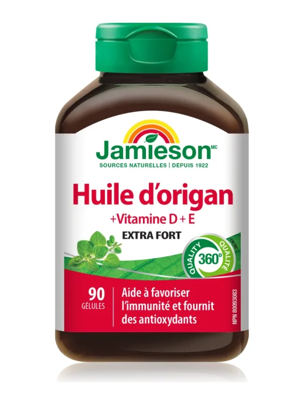 Origano ulje – francuska strana bočice Origano ulje Jamieson – bočica sa francuskom stranom etikete