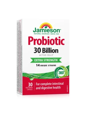 Jamieson Probiotik ekstra jačine 30 milijardi – 30 kapsula Jamieson Probiotik ekstra jačine 30 milijardi aktivnih bakterija, 14 sojeva – kutija sa 30 vegetarijanskih kapsula