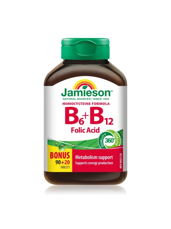 Vitamin B6 i B12 Jamieson – bočica Vitamin B6 i B12 – Jamieson Vitamin B6 + B12 sa folnom kisjelinom, 110 tableta