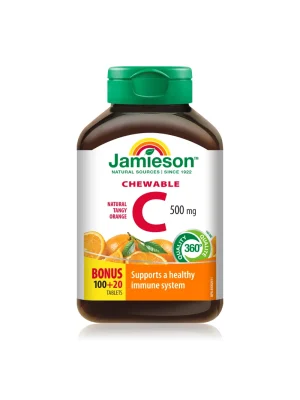 Jamieson Vitamin C 500 mg za zvakanje - bocica Jamieson Vitamin C 500 mg tablete za žvakanje sa ukusom narandže – bočica sa 120 tableta