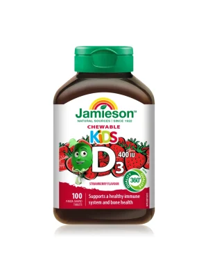Jamieson Vitamin D3 400 IU za djecu - bocica Jamieson Vitamin D3 400 IU za djecu, tablete za žvakanje – bočica sa 100 tableta
