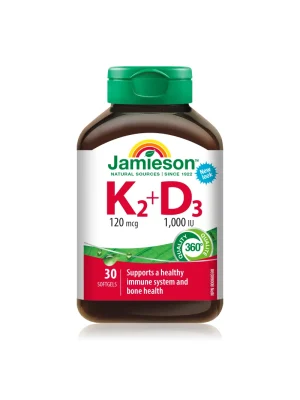 Jamieson Vitamin K2 120 mcg i D3 1.000 IU – bočica sa 30 mekih kapsula